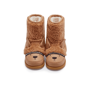 Donsje Wadou Winterstiefel Alpaca Beige – Kinderstiefel aus lockiger Schafwolle