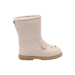 Schafwollfutter im Inneren der lavendelfarbenen Winterstiefel von Donsje