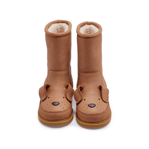 Donsje Wadudu Classic Winterstiefel in Hazelnut mit Hundegesicht