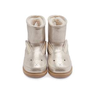 Donsje Xelly Winterstiefel Bunny Silver Metallic – Kinderstiefel mit Hasengesicht