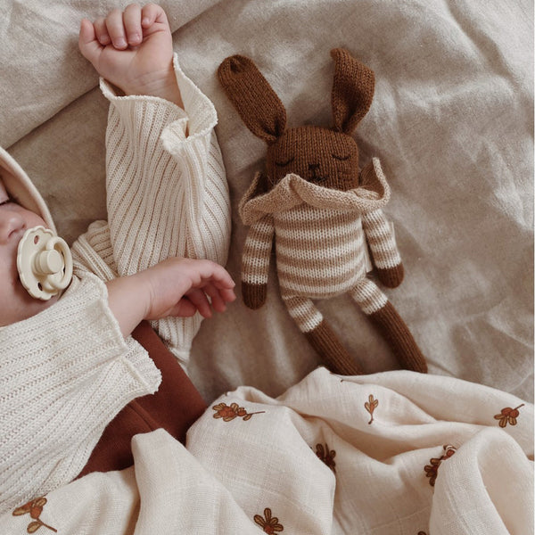 Knitted Toy Bunny Sand Striped Romper