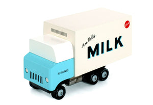 Candylab Milch Truck aus Holz mit Fahrerkabine und Ladefläche