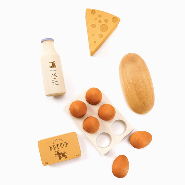 Bauernhofprodukte Spielzeug-Set aus Holz