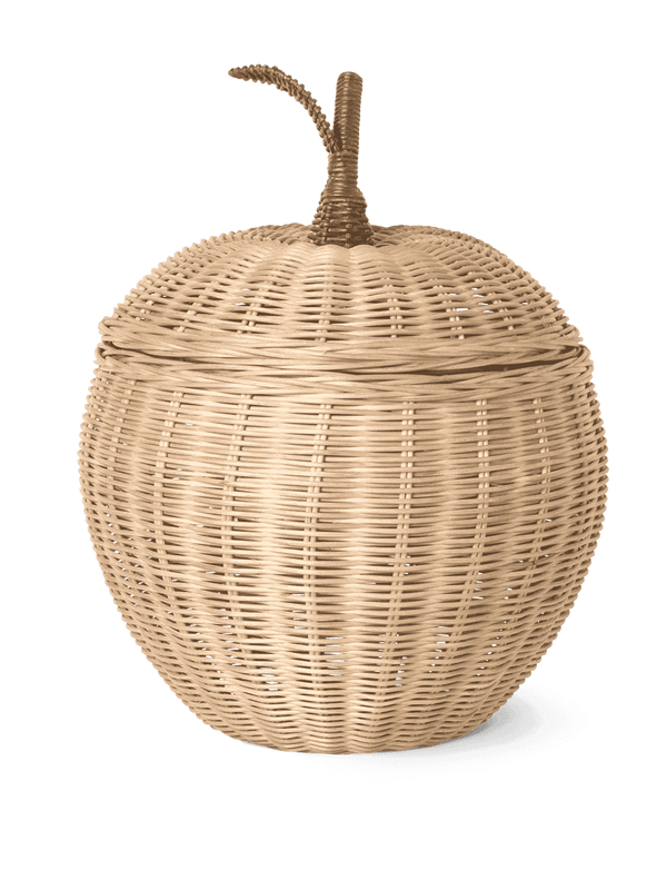 ferm LIVING Apple Korb Gross aus geflochtenem Rattan in Apfelform