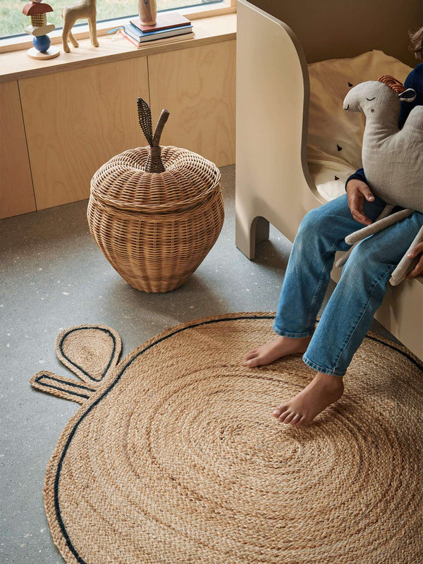 Apple Aufbewahrungskorb von ferm LIVING, Ø 39 x 52 cm, aus Rattan