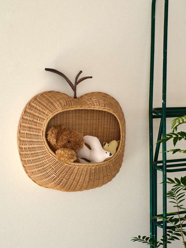 Geflochtener Apple Wandkorb von ferm LIVING, 49,6 x 52 cm, für Bücher und Spielzeug