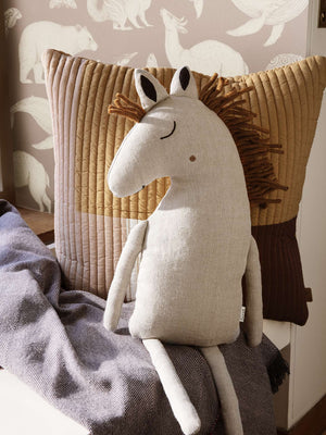 Handbesticktes Pferde Kissen Natural von ferm LIVING ab 3 Jahren