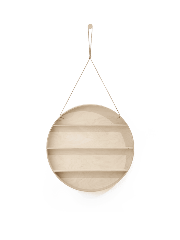 ferm LIVING Rundes Wandgestell aus Buchen- und Birken-Sperrholz an Lederkordel