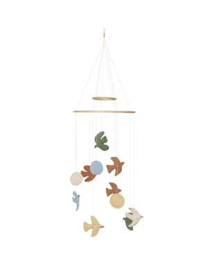 ferm LIVING Swif Bird Mobile Multi mit bunten Stoffvögeln