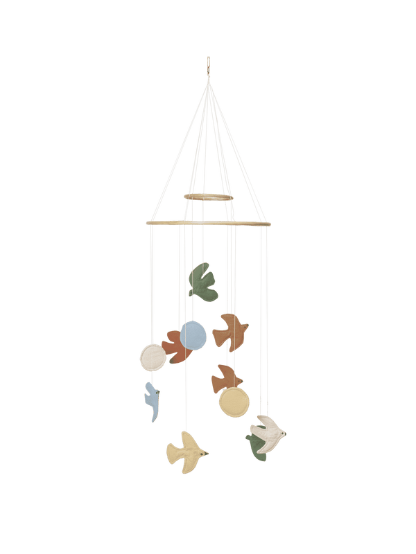 ferm LIVING Swif Bird Mobile Multi mit bunten Stoffvögeln