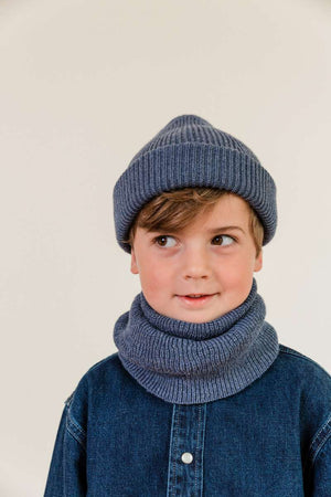 Hvid Beanie Fonzie Rippstrickmütze Denim, weitere Ansicht