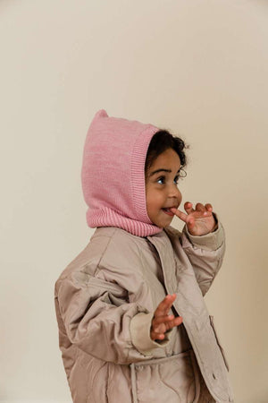 Hvid Balaclava in Cotton Candy, Oeko-Tex-zertifizierte Merinowolle