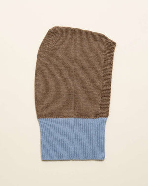 Hvid Balaclava Sturmhaube Light Blue / Mocha aus 100 % Merinowolle, in 1-3 und 3-5 Jahren