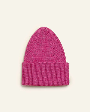 Hvid Beanie Fonzie Fuchsia