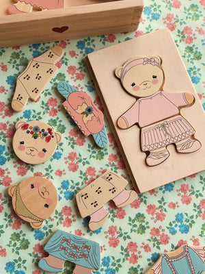 Holzpuzzle Teddy Dress Up aus FSC-Buchenholz – Bär angezogen