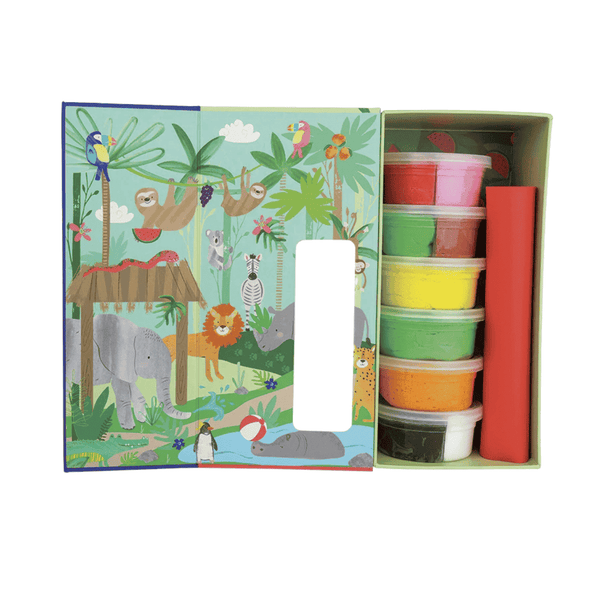 Floss & Rock Clay & Play Jungle, Silikonmatte und Holzwerkzeug