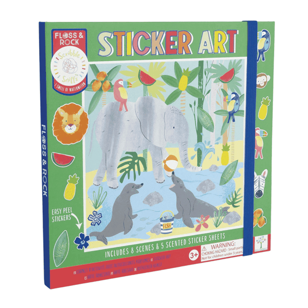 Floss & Rock Sticker Art Buch Jungle mit Gummibandverschluss