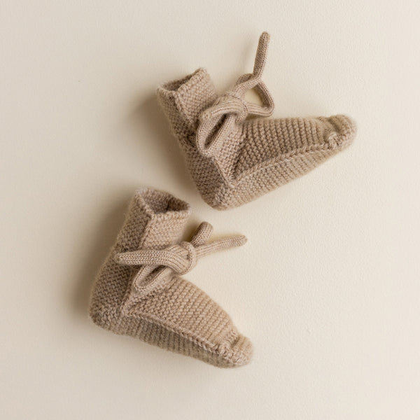 Hvid Booties Sand – warme Babyschuhe, Draufsicht