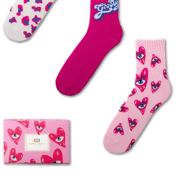 3-Pack Mädchen-Socken Boxed Heart Detailed