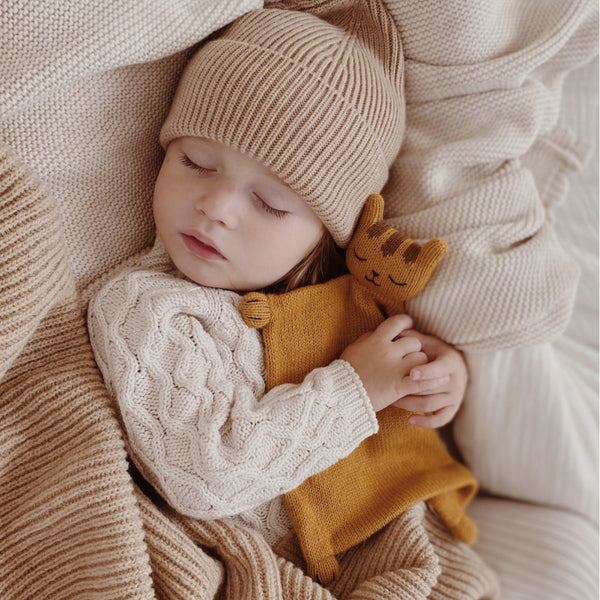 Knitted Tiger Cuddle Blanket