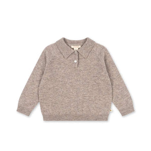 Konges Sløjd Basi Poloshirt Oatmeal Melange aus 100% Wolle