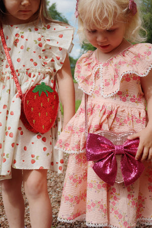 Kinderkleid Bella von Konges Sløjd im Print Floria Pink mit Rüschen