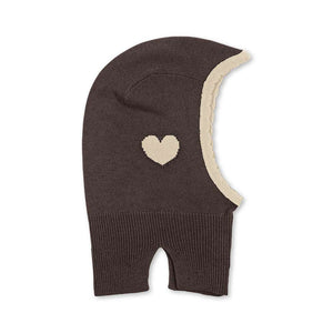Konges Sløjd Balaclava Collette Chocolate Brown aus 100 % Wolle, deckt Kopf und Hals ab