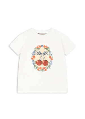 Konges Sløjd Era T-Shirt Cherry Bow mit Kirschen-Print von vorne