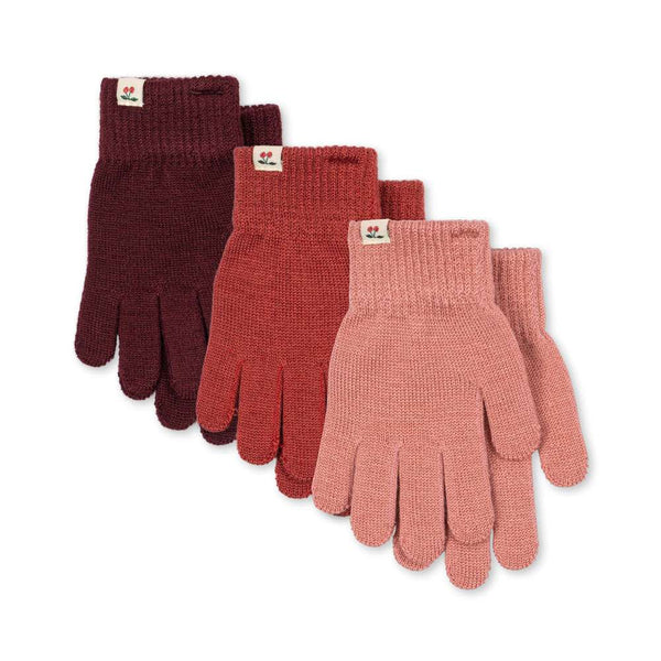 Konges Sløjd Handschuhe Filla Rose Mix im 3er-Pack