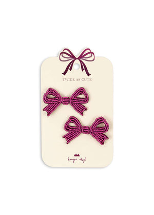 Konges Sløjd 2-Pack Pearly Bow Haarspangen in Sangria mit Perlen