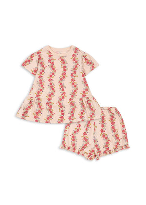Konges Sløjd Shirt und Shorts Rüschen-Set Flora Pink im Blumenprint