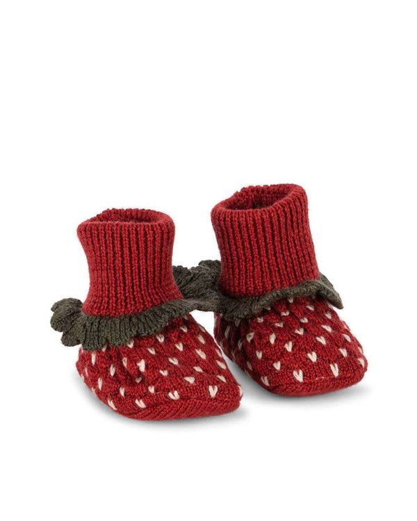 Konges Sløjd Strawberry Booties True Red aus 100 % Merinowolle