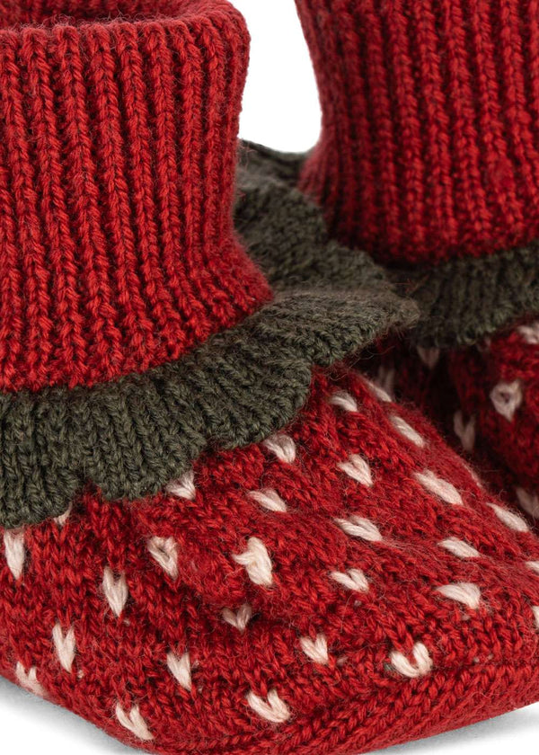 Konges Sløjd Strawberry Booties True Red – Merino-Babyschuhe im Paar