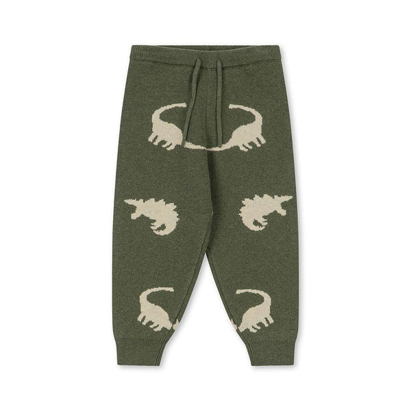 Konges Sløjd Strickhose Lapis Dino Vert mit Jacquard-Muster