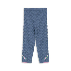 Konges Sløjd Strickhose Rosier Ashley Blue – Strickhose mit Rosenmuster
