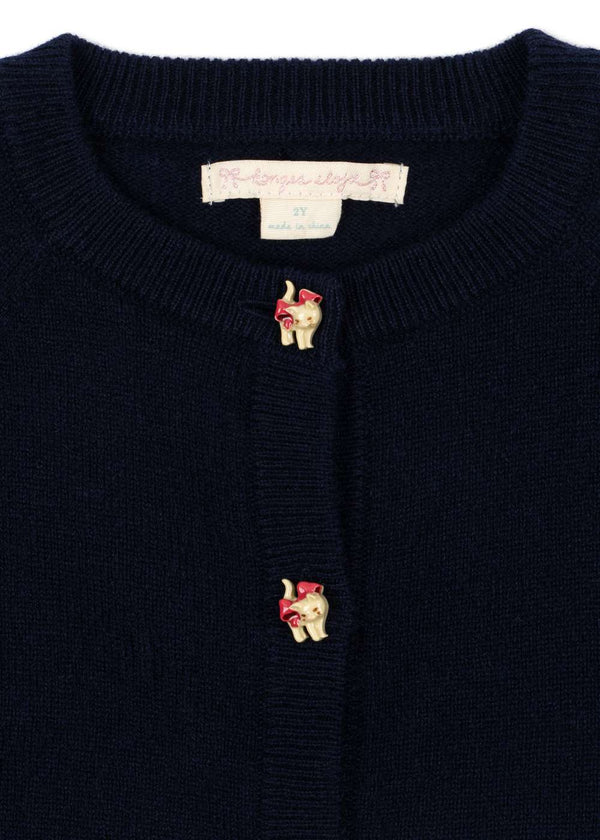 Gerippter Saum und glatte Strickstruktur der Cattie Strickjacke von Konges Sløjd