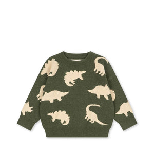 Konges Sløjd Strickpullover Lapis Dino Vert aus Baumwoll-Wollmischung