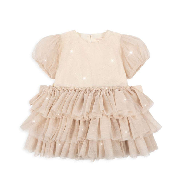 Konges Sløjd Tüllkleid Fay Bleached Sand mit Punktmuster