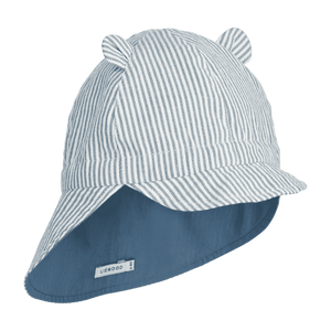 Liewood Gorm wendbarer Sonnenhut Stripe Blue Wave aus Bio-Baumwolle