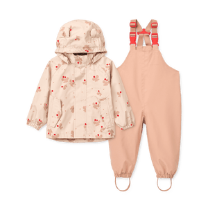 Liewood Manu Regenset Butterfly Apple Blossom – Regenjacke und Latzhose im Set