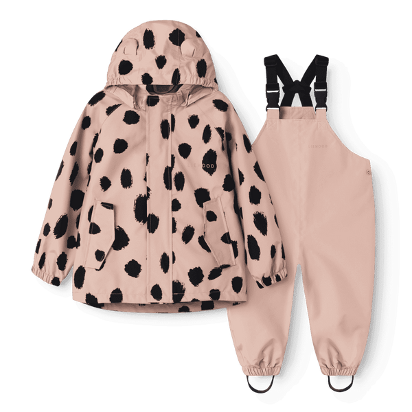 Liewood Manu Regenset Mega Leo Spot Pale Tuscany – Regenjacke und Latzhose für Kinder