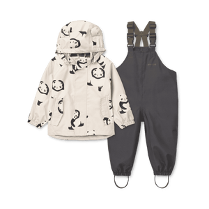 Liewood Manu Regenset Panda Sandy – Regenjacke und Latzhose im Set