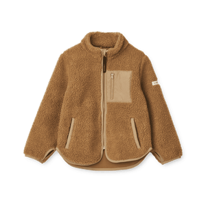 Liewood Nolan Pile Jacke Golden Caramel Oat mix aus recyceltem Polyester