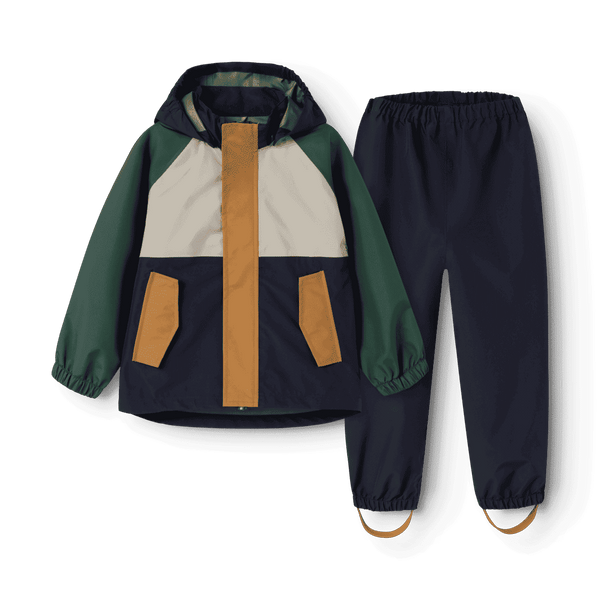 Liewood Pedia Regenset Garden Green Multi Mix – Regenjacke und Latzhose