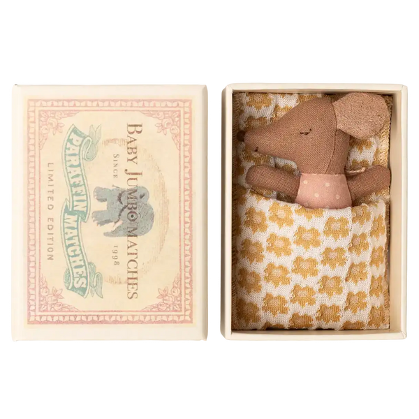 Maileg Babymaus in Streichholzschachtel Rose, 10 cm gross