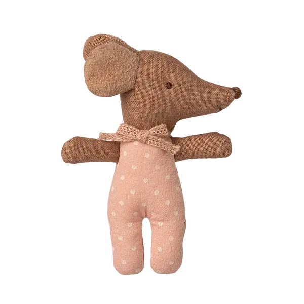 Maileg Babymaus Rose mit bedruckter Bettwäsche aus Baumwolle