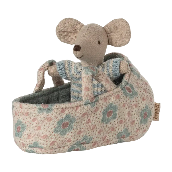 Maileg Babymaus Blau, 6 × 9,5 × 5,5 cm aus Baumwolle