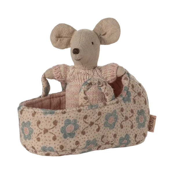 Maileg Babymaus Rose in ihrer gesteppten Tragetasche