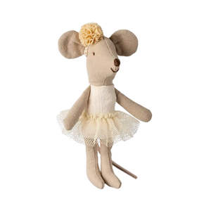Maileg Ballerina Maus kleine Schwester Off White im cremefarbenen Tutu