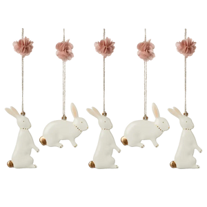 Maileg Metallornamente Osterhase, 5er-Set Anhänger aus Metall